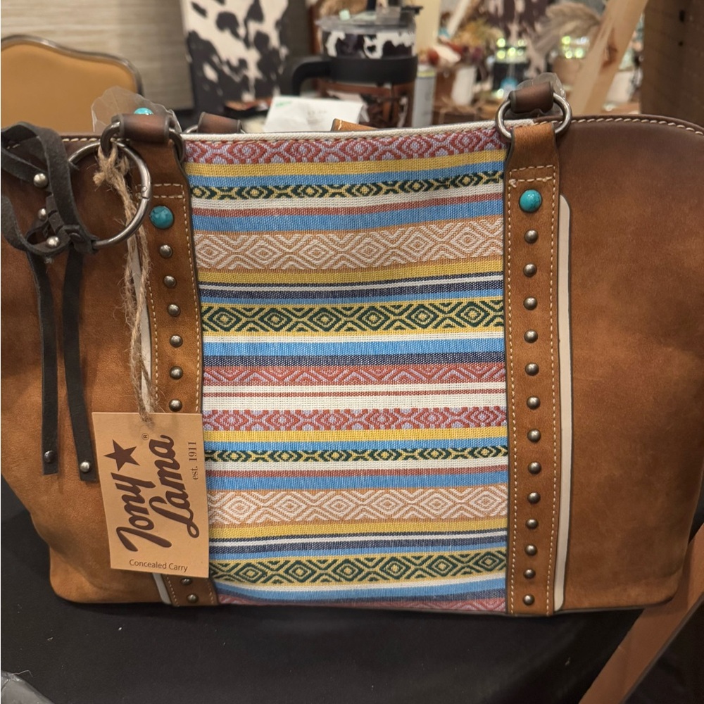 Tony Lama Brown and Patterned Shoulder Bag